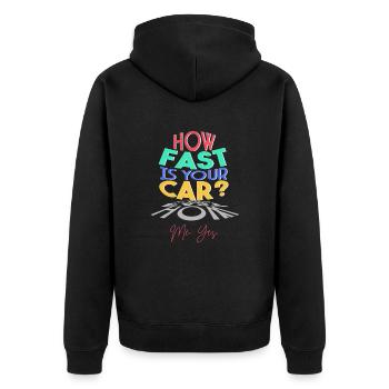 Quelle est la vitesse de votre voiture? - Veste à capuche bio Premium Unisexe - noir - Dos - Nico (187cm)