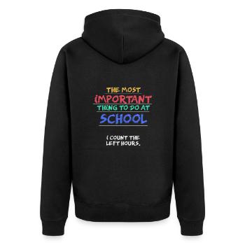 Wenn ich mich in der Schule langweile... - Unisex Premium Bio Zip Hoodie - Schwarz - Hinten - Nico (187cm)