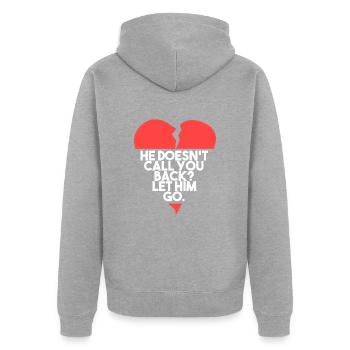 Laisse-le partir! - Veste à capuche bio Premium Unisexe - gris chiné - Dos - Nico (187cm)