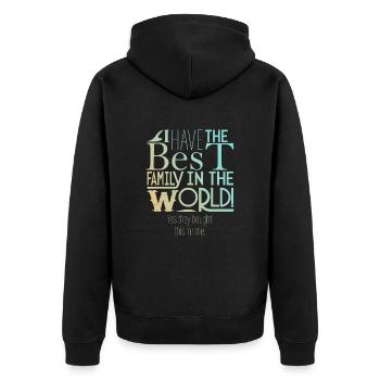 Yes, my family bought it for me. - Unisex Premium Organic Zip Hoodie - black - Back - Nico (187cm)