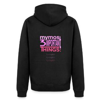 Wichtig? 3x meine Tochter - Unisex Premium Bio Zip Hoodie - Schwarz - Hinten - Nico (187cm)