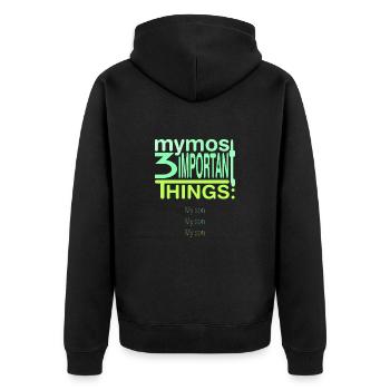 Wichtig? 3x mein Sohn - Unisex Premium Bio Zip Hoodie - Schwarz - Hinten - Nico (187cm)