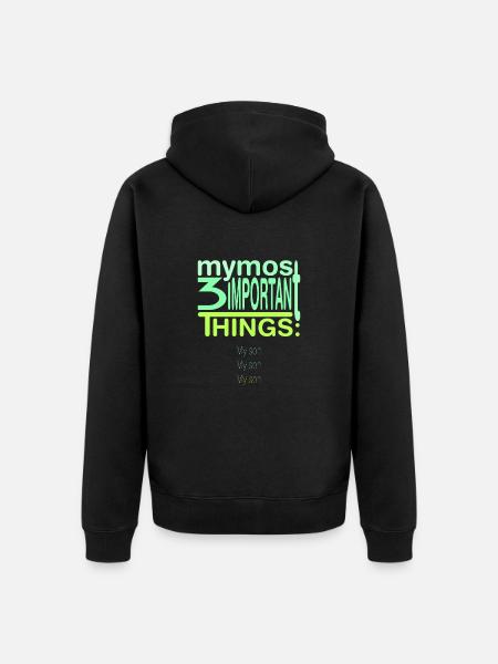 Important? 3x mon fils - Veste à capuche bio Premium Unisexe - noir