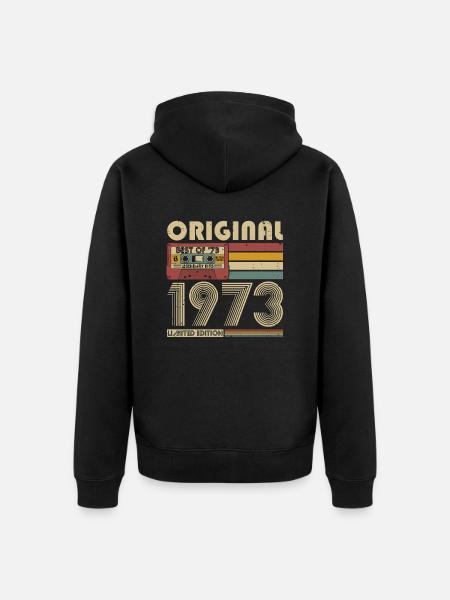 Originele 1973 vintage vintage retro verjaardag - Uniseks Premium bio ziphoodie - zwart
