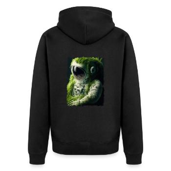 Astronaut grass overgrown - Unisex Premium Organic Zip Hoodie - black - Back - Nico (187cm)