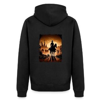 Western Cowboy Dessert - Unisex Premium Bio Zip Hoodie - Schwarz - Hinten - Nico (187cm)