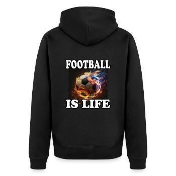 Le football est la vie Football Flammes de feu - Veste à capuche bio Premium Unisexe - noir - Dos - Nico (187cm)