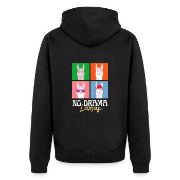 No Drama Lama - Unisex Premium Organic Zip Hoodie - black - Back - Nico (187cm)