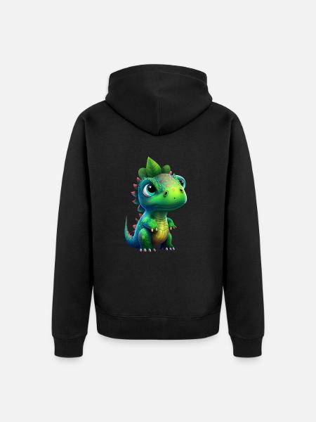 Bébé dinosaure - Veste à capuche bio Premium Unisexe - noir