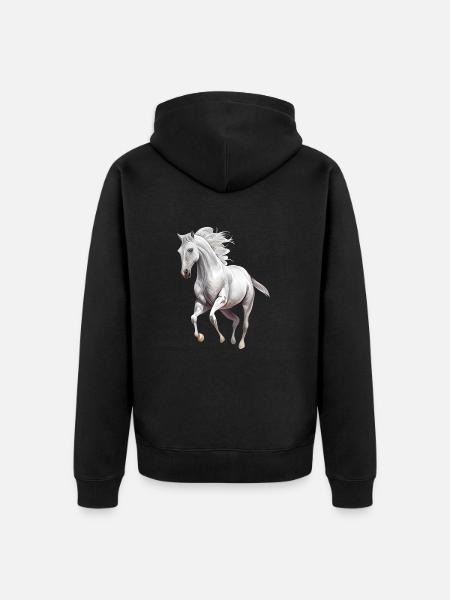 Cheval blanc - Veste à capuche bio Premium Unisexe - noir