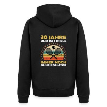 Lustiges Tennisspieler 30 Jahre alt zum Geburtstag - Unisex Premium Bio Zip Hoodie - Schwarz - Hinten - Nico (187cm)