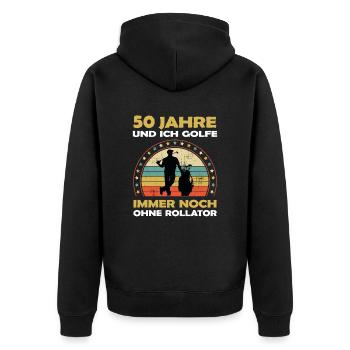 Golfspieler Golfer 50 Jahre alt zum Geburtstag - Unisex Premium Bio Zip Hoodie - Schwarz - Hinten - Nico (187cm)