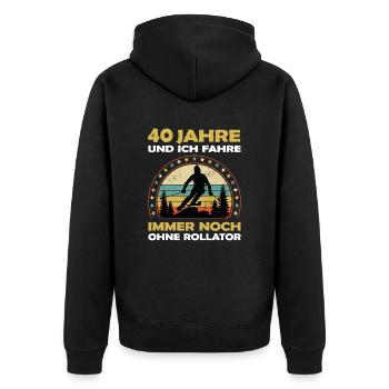 Wintersport Skifahrer 40 Jahre alt zum Geburtstag - Unisex Premium Bio Zip Hoodie - Schwarz - Hinten - Nico (187cm)