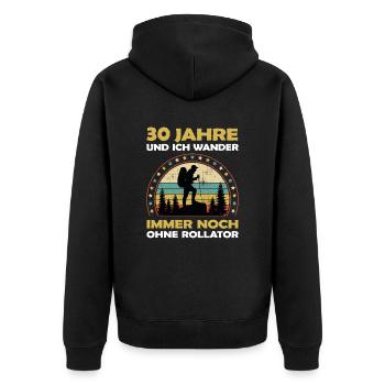 Lustiges 30 Jahre alt Geburtstag Berge & Wander - Unisex Premium Bio Zip Hoodie - Schwarz - Hinten - Nico (187cm)
