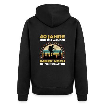 Lustiges 40 Jahre alt Geburtstag Berge & Wander - Unisex Premium Bio Zip Hoodie - Schwarz - Hinten - Nico (187cm)