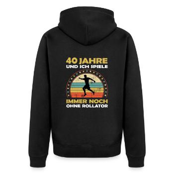 Lustiges Fußball 40 Jahre alt zum Geburtstag - Unisex Premium Bio Zip Hoodie - Schwarz - Hinten - Nico (187cm)