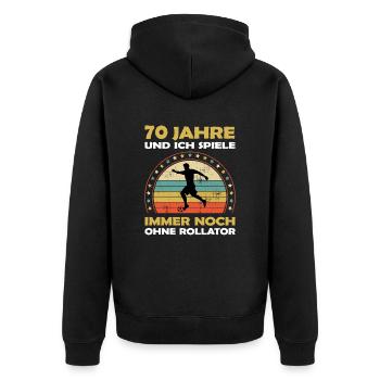 Lustiges Fußball 70 Jahre alt zum Geburtstag - Unisex Premium Bio Zip Hoodie - Schwarz - Hinten - Nico (187cm)
