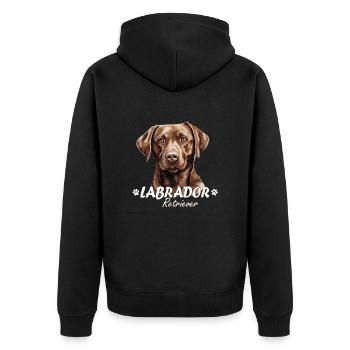 Chocolate Labrador Retriever Brown Labbi Dog - Unisex Premium Organic Zip Hoodie - black - Back - Nico (187cm)