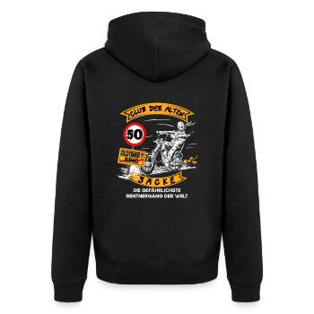 Geburtstag Alten Säcke lustiges Biker & Motorrad - Unisex Premium Bio Zip Hoodie - Schwarz - Hinten - Nico (187cm)