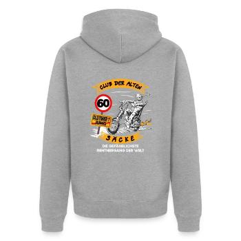 Geburtstag Alten Säcke lustiges Biker & Motorrad - Unisex Premium Bio Zip Hoodie - Grau meliert - Hinten - Nico (187cm)
