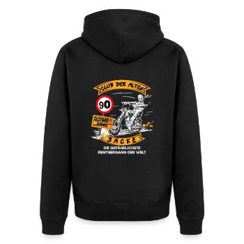 Geburtstag Alten Säcke lustiges Biker & Motorrad - Unisex Premium Bio Zip Hoodie - Schwarz - Hinten - Nico (187cm)