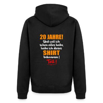 Party Überraschung 20 Jahre alt zum Geburtstag - Unisex Premium Bio Zip Hoodie - Schwarz - Hinten - Nico (187cm)