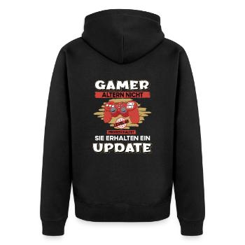 Gamer altern nicht 60 Jahre Geburtstag Gaming - Unisex Premium Bio Zip Hoodie - Schwarz - Hinten - Nico (187cm)