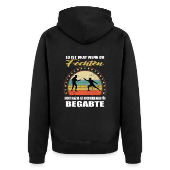 Lustiger Spruch für den Fechter Fechten - Unisex Premium Bio Zip Hoodie - Schwarz - Hinten - Nico (187cm)