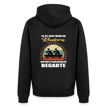 Lustiger Spruch für den Ruderer Mann & Frau Rudern - Unisex Premium Bio Zip Hoodie - Schwarz - Hinten - Nico (187cm)