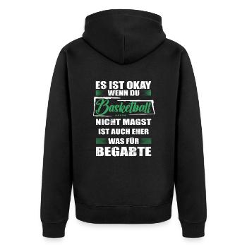 Spruch basketball Mann & Frau & Kinder - Unisex Premium Bio Zip Hoodie - Schwarz - Hinten - Nico (187cm)