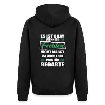 Spruch fechten Mann & Frau & Kinder - Unisex Premium Bio Zip Hoodie - Schwarz - Hinten - Nico (187cm)
