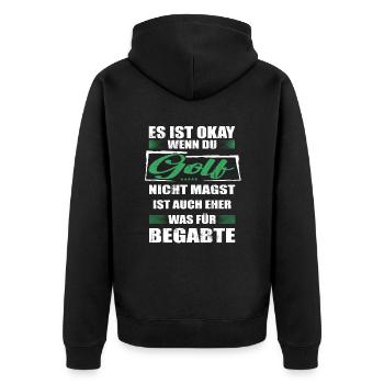Spruch golf Mann & Frau & Kinder - Unisex Premium Bio Zip Hoodie - Schwarz - Hinten - Nico (187cm)