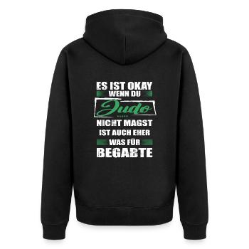 Spruch judo Mann & Frau & Kinder - Unisex Premium Bio Zip Hoodie - Schwarz - Hinten - Nico (187cm)