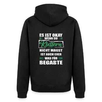Spruch klettern Mann & Frau & Kinder - Unisex Premium Bio Zip Hoodie - Schwarz - Hinten - Nico (187cm)