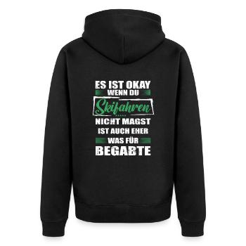 Spruch skifahren Mann & Frau & Kinder - Unisex Premium Bio Zip Hoodie - Schwarz - Hinten - Nico (187cm)