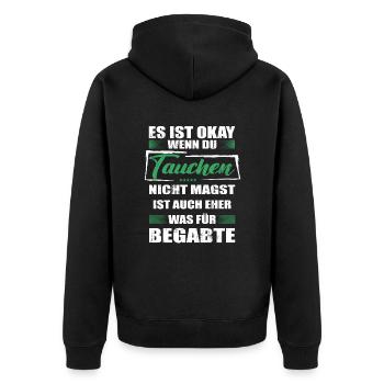 Spruch tauchen Mann & Frau & Kinder - Unisex Premium Bio Zip Hoodie - Schwarz - Hinten - Nico (187cm)