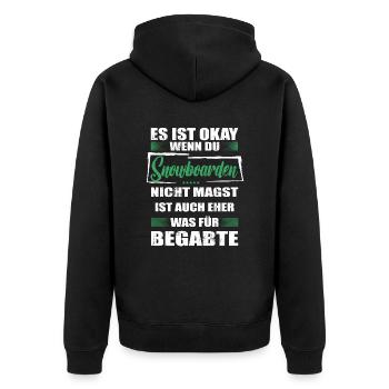 Spruch snowboarden Mann & Frau & Kinder - Unisex Premium Bio Zip Hoodie - Schwarz - Hinten - Nico (187cm)