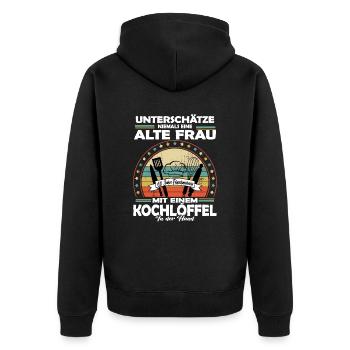 Liebe zum kochen & backen 60 Jahre alt Geburtstag - Unisex Premium Bio Zip Hoodie - Schwarz - Hinten - Nico (187cm)