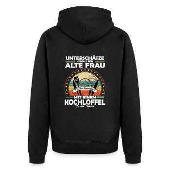 Liebe zum kochen & backen 70 Jahre alt Geburtstag - Unisex Premium Bio Zip Hoodie - Schwarz - Hinten - Nico (187cm)