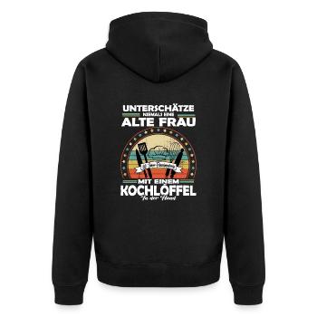 Liebe zum kochen & backen 80 Jahre alt Geburtstag - Unisex Premium Bio Zip Hoodie - Schwarz - Hinten - Nico (187cm)