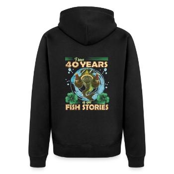 40 Year Old Birthday Fun Fishing & Fishing - Unisex Premium Organic Zip Hoodie - black - Back - Nico (187cm)
