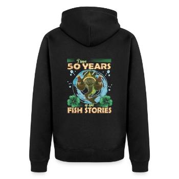 50 Year Old Birthday Fun Fishing & Fishing - Unisex Premium Organic Zip Hoodie - black - Back - Nico (187cm)