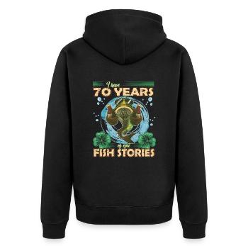 70 Years Old Birthday Fun Fishing & Fishing - Unisex Premium Organic Zip Hoodie - black - Back - Nico (187cm)
