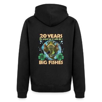 20 Year Old Birthday Funny Angler Fishing - Unisex Premium Organic Zip Hoodie - black - Back - Nico (187cm)