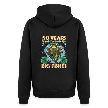 50 Year Old Birthday Funny Angler Fishing - Unisex Premium Organic Zip Hoodie - black - Back - Nico (187cm)