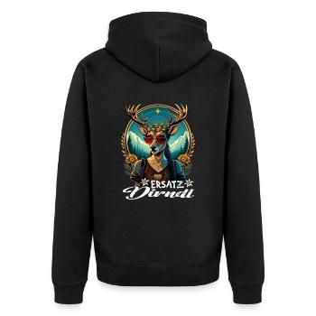 Tracht & Trachten Hirsch Ersatz Dirndl - Unisex Premium Bio Zip Hoodie - Schwarz - Hinten - Nico (187cm)