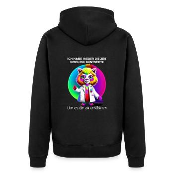Ich habe weder die Zeit noch die Buntstifte - Unisex Premium Bio Zip Hoodie - Schwarz - Hinten - Nico (187cm)