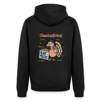 Thanksgiving Outfit - Funny autumn Happy Turkey - Unisex Premium Organic Zip Hoodie - black - Back - Nico (187cm)