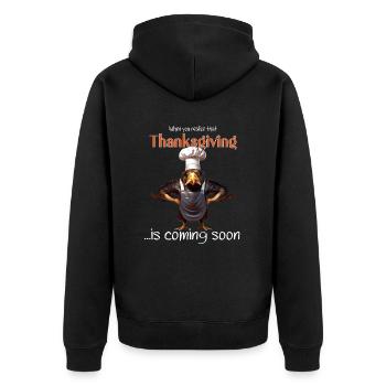 Thanksgiving Outfit - Funny autumn Happy Turkey - Unisex Premium Organic Zip Hoodie - black - Back - Nico (187cm)