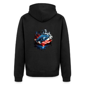 L’Amérique pêche sous la Lune avec le drapeau américain - Veste à capuche bio Premium Unisexe - noir - Dos - Nico (187cm)